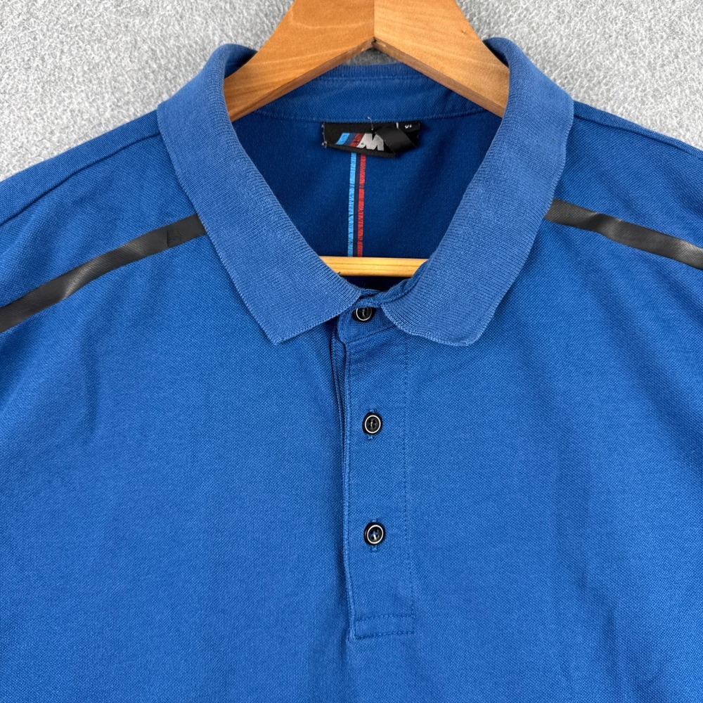 BMW Polo Shirt Mens XL Blue M Motorsport Short Sleeve Pique Racing Sporty
